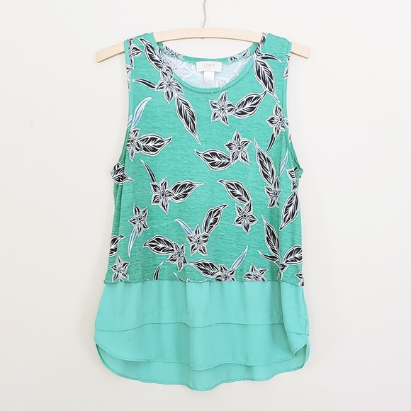 LOFT Tops - LOFT Teal Floral Pattern Sleeveless Top - LP